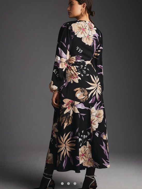 NWT Anthropologie Hutch Floral V-Neck Long Sleeve wrap Maxi Dress small - Picture 4 of 4